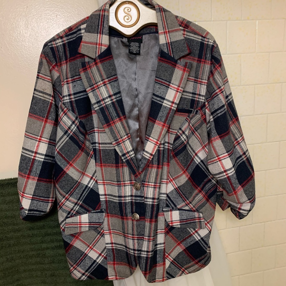 Torrid Plaid Blue blazer jacket